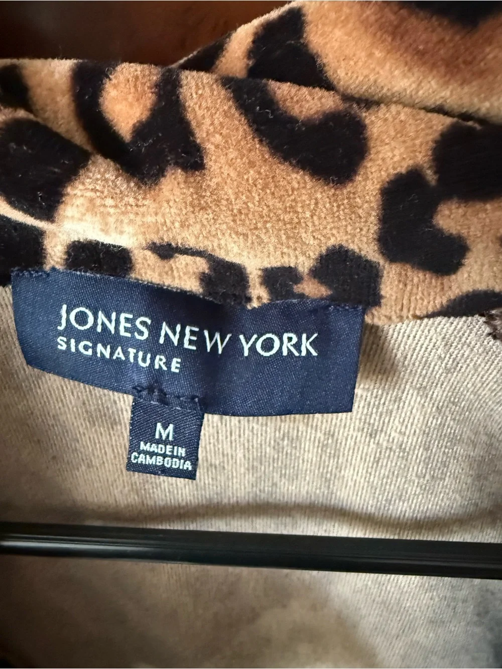 Jones New York Leopard-Print Velour Jacket in Brown and Black - Picture 2 of 3